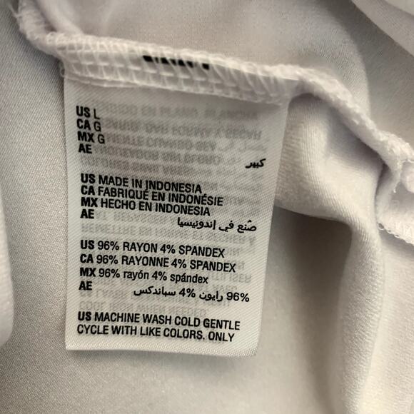 Alfani White Drop Hem Crew Neck Short Sleeve Stretchy T Shirt Women's Size L NWT - Picture 4 of 7